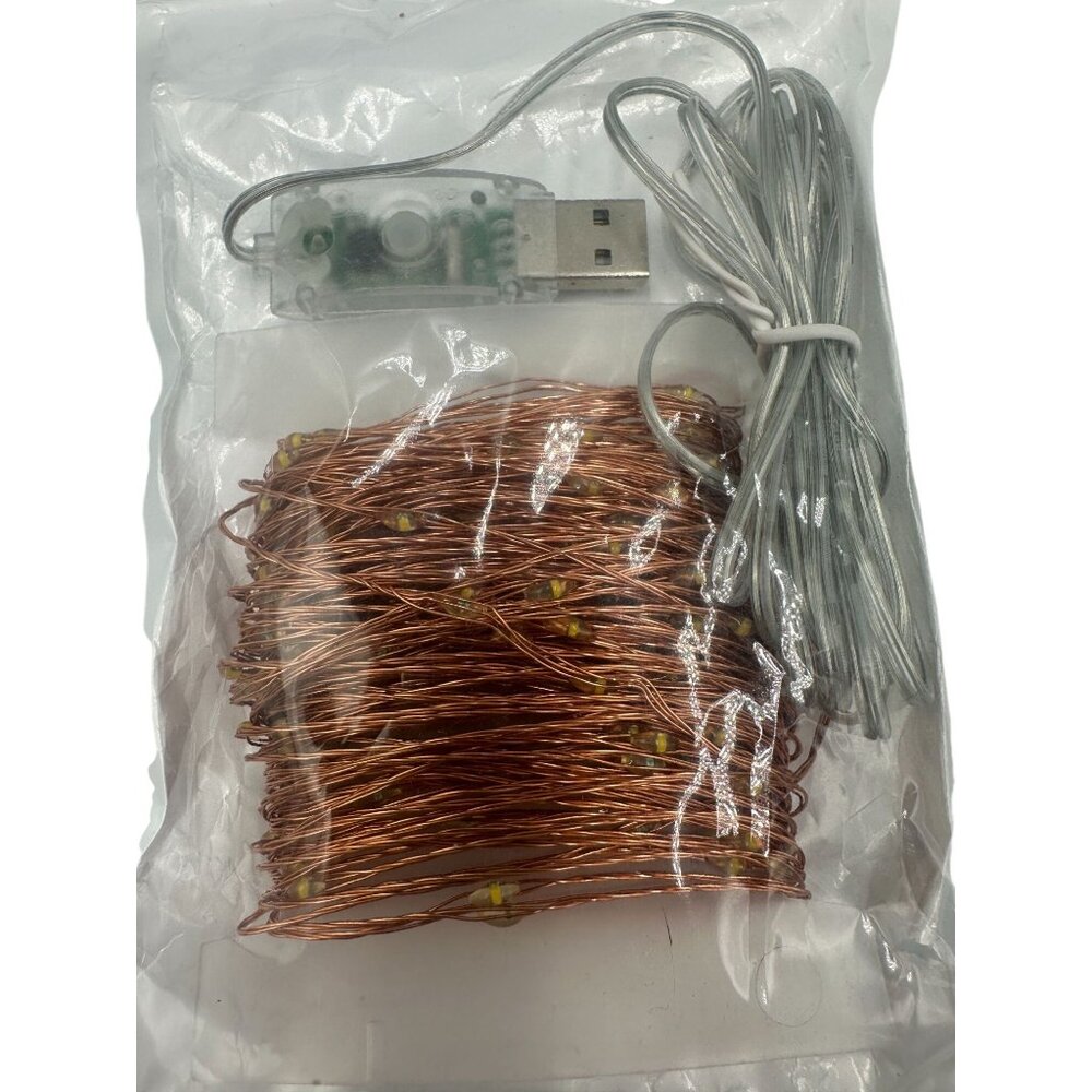 USB Warm White Copper Wire Fairy String Lights 100 LEDs For Indoor/Outdoor Use